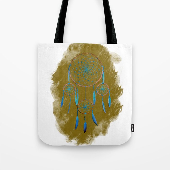 Dreamcatcher Turquoise: Sand background Tote Bag