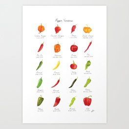 Watercolor Pepper Varieties Art Print