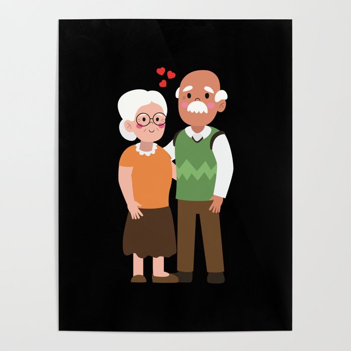 Mixed old couple in love valentines day gifts Poster