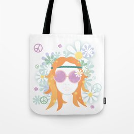 Daisy Dreams Tote Bag | Love, Sunglasses, Vector, Nature, Orange, 70S, Silhouette, Peace, Retro, Flowerchild 