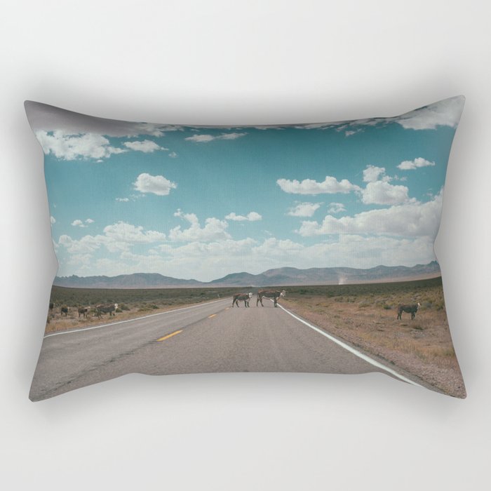 cows on the open road Rectangular Pillow