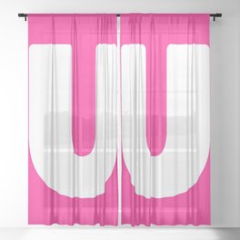 U (White & Dark Pink Letter) Sheer Curtain