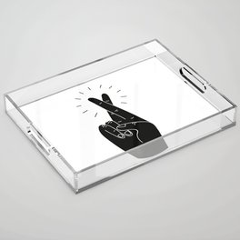 Fingers Crossed - White and Black Acrylic Tray
