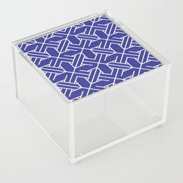 Navy Blue Tiles Retro Pattern Tiled Moroccan Art Acrylic Box
