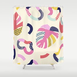 Abstract tropical forms seamless pattern,background with colorful shapes and leaves Shower Curtain