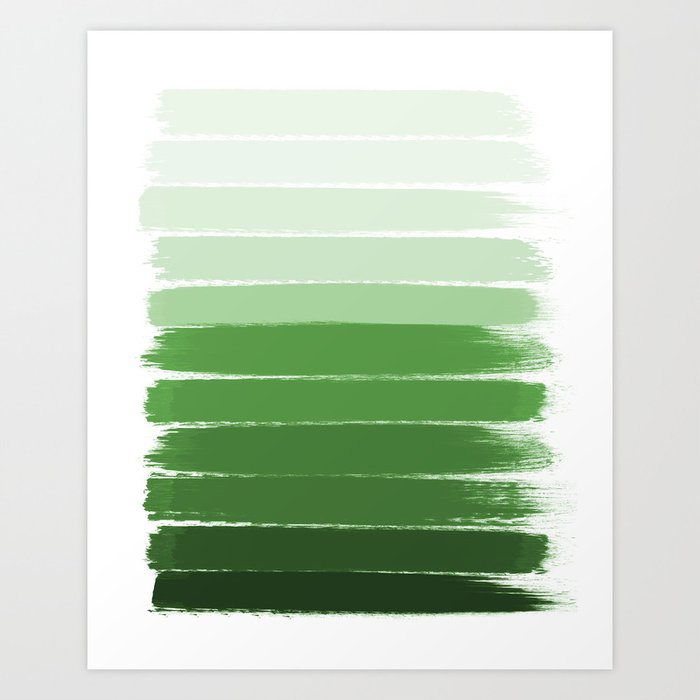 Yote Ombre Green Brushstrokes Abstract Minimal Canvas Painting