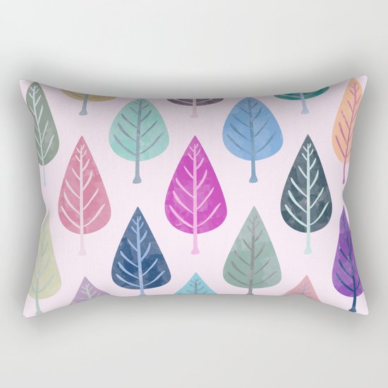 Watercolor Forest Pattern V Rectangular Pillow