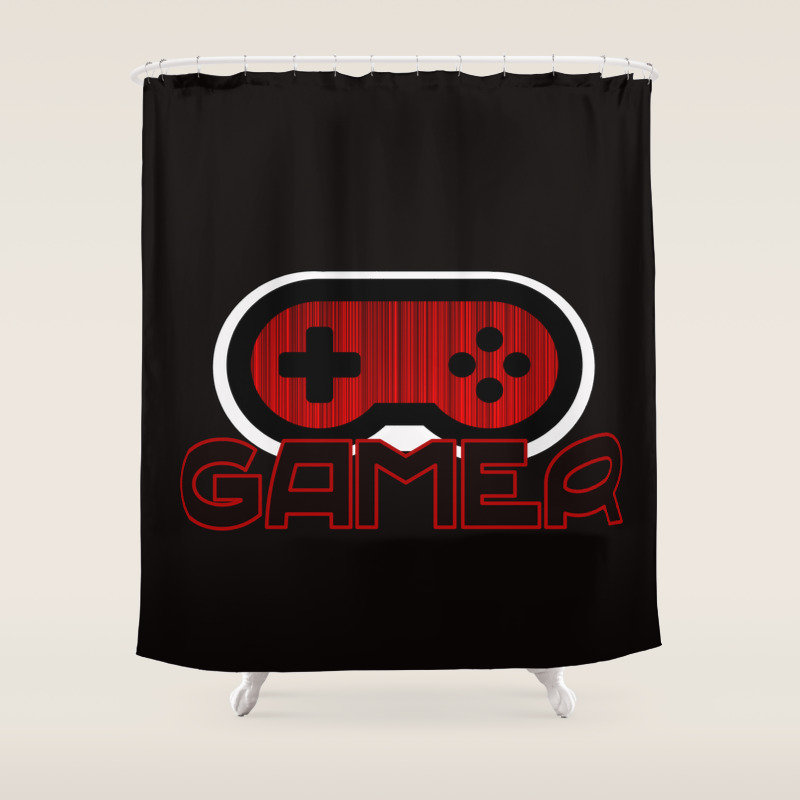 Red Gamer Shower Curtain By Umeimages Society6
