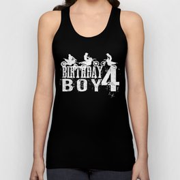 Dirt Bike Birthday Boy 4 Years Old 4th B-day Boys Party graphic Unisex Tank Top