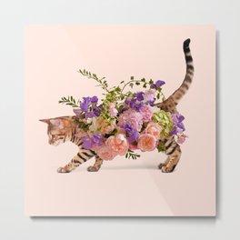 FLOWER CAT Metal Print