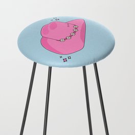 Abstract Cowboy Hat Pink And Blue Print Preppy Modern Aesthetic Counter Stool