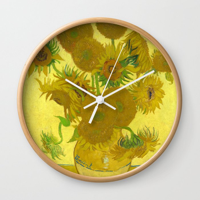 Vincent van Gogh "Still Life  Vase with Fourteen Sunflowers" Wall Clock
