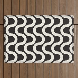 Black and White Wavy Pattern  Outdoor Rug