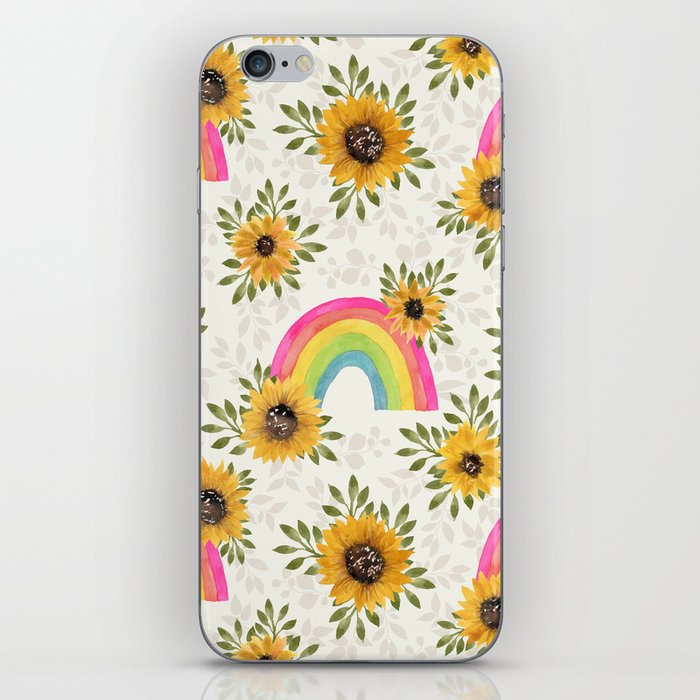 Sunflowers & Rainbows-  watercolor Boho bright iPhone Skin