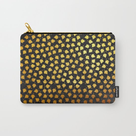 AUTUMN - small gold leaves on chalkboard background Carry-All Pouch