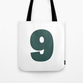 9 (Dark Green & White Number) Tote Bag