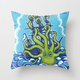 The Kraken Abides Throw Pillow