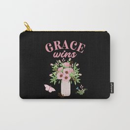Grace Wins - Christian Floral Design Carry-All Pouch