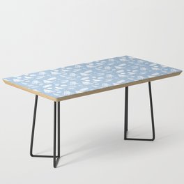 Pale Blue And White Summer Beach Elements Pattern Coffee Table