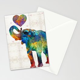 Colorful Elephant Art - Elovephant - By Sharon Cummings Stationery Card