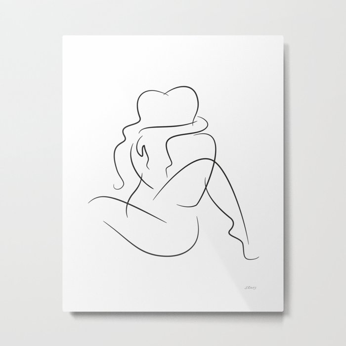 Sensual line art - couple sketch for bedroom. Metal Print