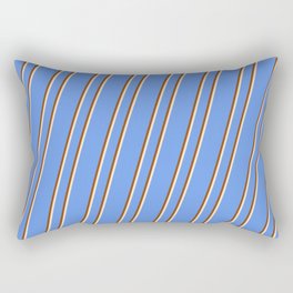 [ Thumbnail: Cornflower Blue, Brown, and Bisque Colored Lines Pattern Rectangular Pillow ]