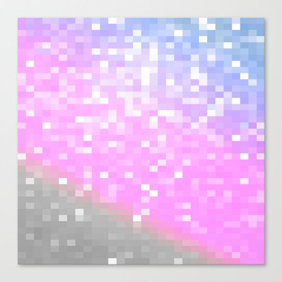 Pink Lavender Gray Pixels Canvas Print