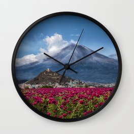 Popocatepetl Volcano Puebla Mexico Wall Clock