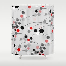 Winterberry - Abstract - Black, Gray, Red, White Shower Curtain