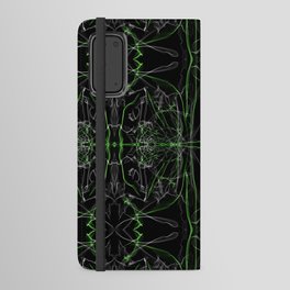 Liquid Light Series 8 ~ Green & Grey Abstract Fractal Pattern Android Wallet Case
