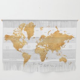 For God so loved the world, world map in gold Wall Hanging
