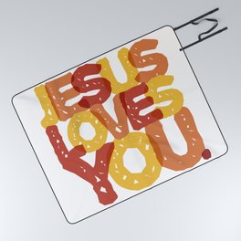 Jesus Christ Loves You Picnic Blanket