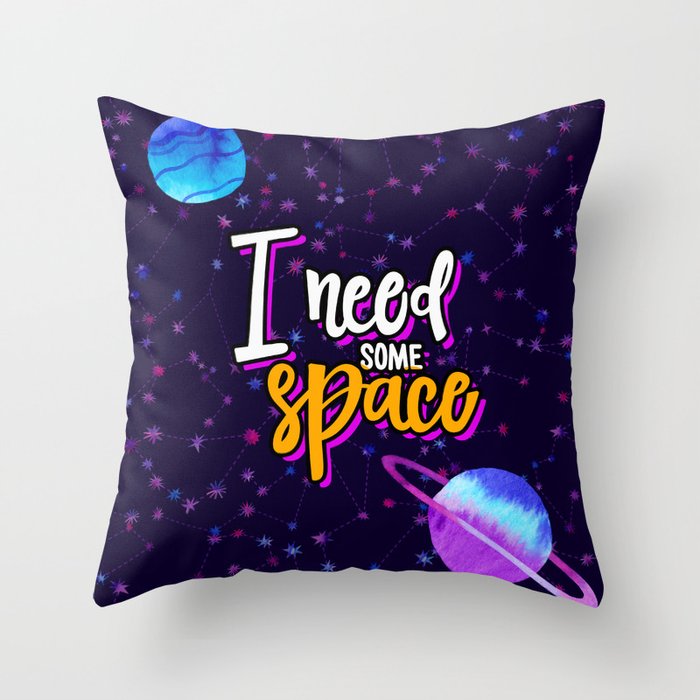 Space Neon Watercolor #3: I need some Space Throw Pillow