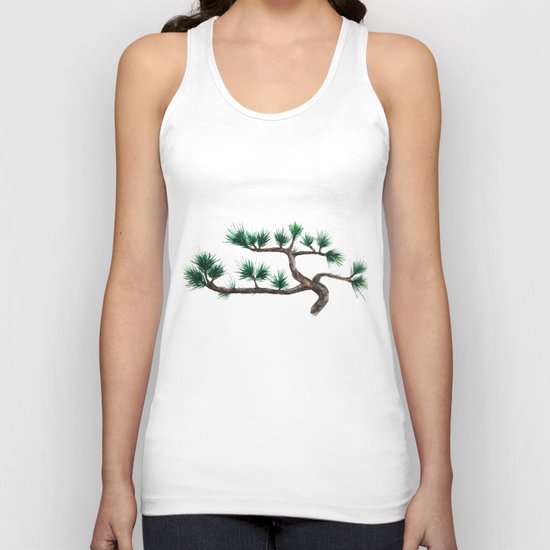 green pine tree painting Unisex Tank Top