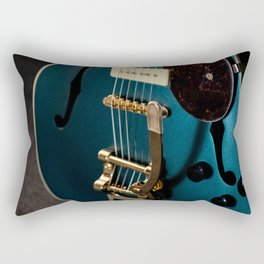 Close up Blue Guitar body | Instrument Photography | Colorful Guitar Rectangular Pillow