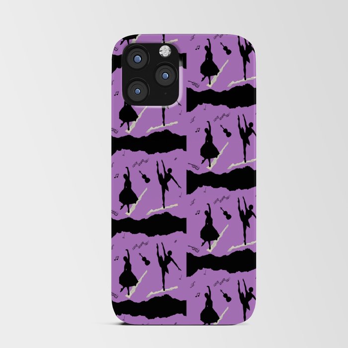Two ballerina figures in black on violet paper iPhone Card Case