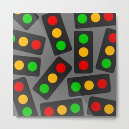 Large traffic light pattern (Large & Full version) Metal Print | Green, Stoplight, Grey, Digital, Black, Signal, Graphicdesign, Drawing, Patterned, Large 