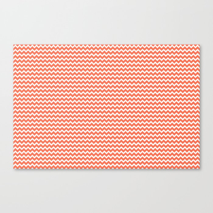 Tangerine and White Chevron Horizontal Line Pattern - DE 2022 Trending Color Often Orange DE5132 Canvas Print