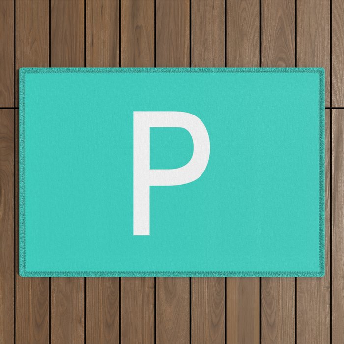 LETTER P (WHITE-TURQUOISE) Outdoor Rug