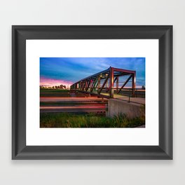 Saint Robert Missouri Pedestrian Bridge And Interstate Light Trails Framed Art Print
