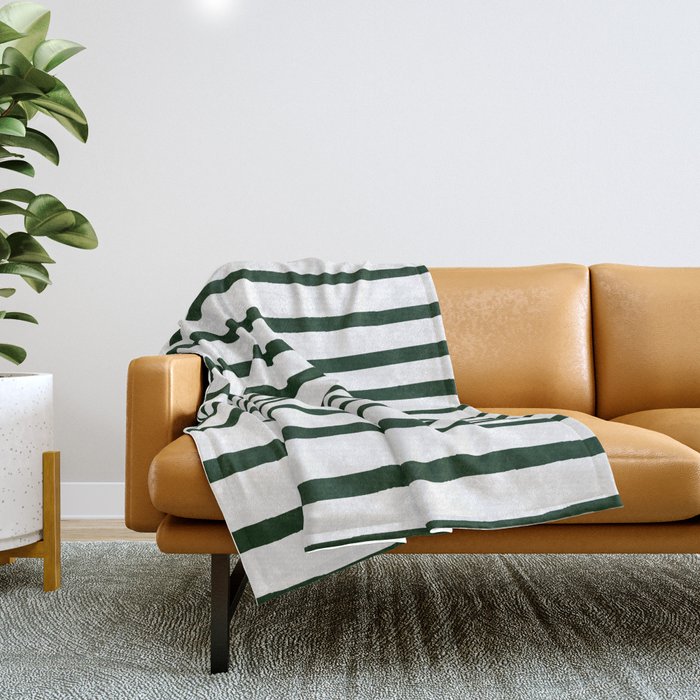 Simply Drawn Stripes in Pine Green Throw Blanket by Simple Luxe by