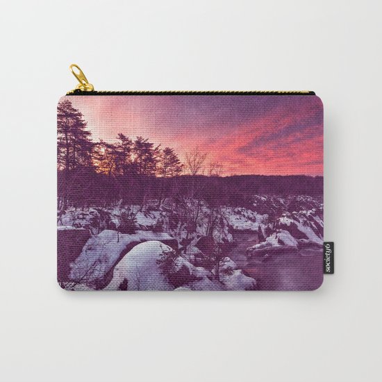 Great Falls Winter Twilight - Violet Velvet Fantasy Carry-All Pouch
