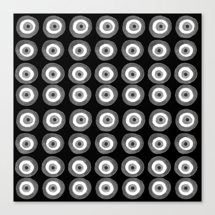 Evil Eye Amulet Talisman Black White Gray on black Leinwanddruck | Gemälde, Aquarell, Ink, Black-and-white, Abstrakt, Black, White, Gray, Amulet, Talisman