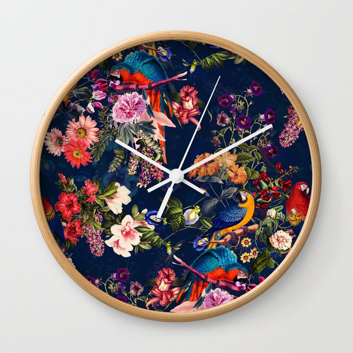 FLORAL AND BIRDS XII Wall Clock