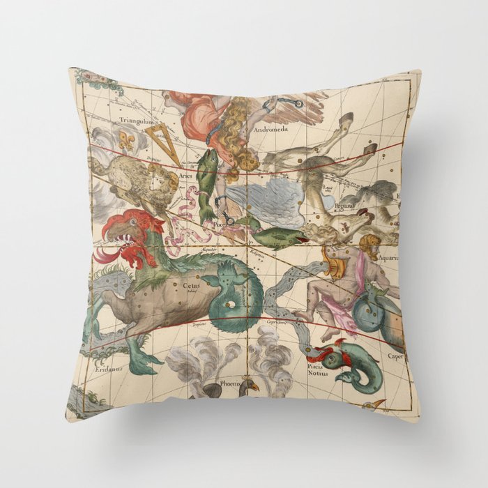 Constellations Andromeda, Pegasus, Cetus and Aries Throw Pillow