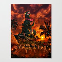 Rocking the Island - Tiki Art Hula Godzilla Canvas Print