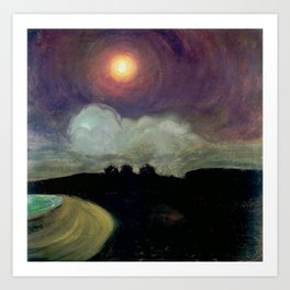 The Killing Moon nighttime beach landscape by Gustaw Gwozdecki Art Print