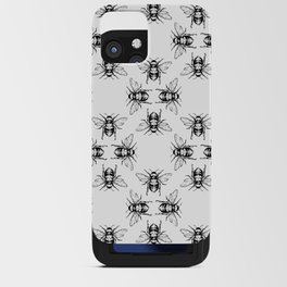 Nature Honey Bees Bumble Bee Pattern Black White iPhone Card Case