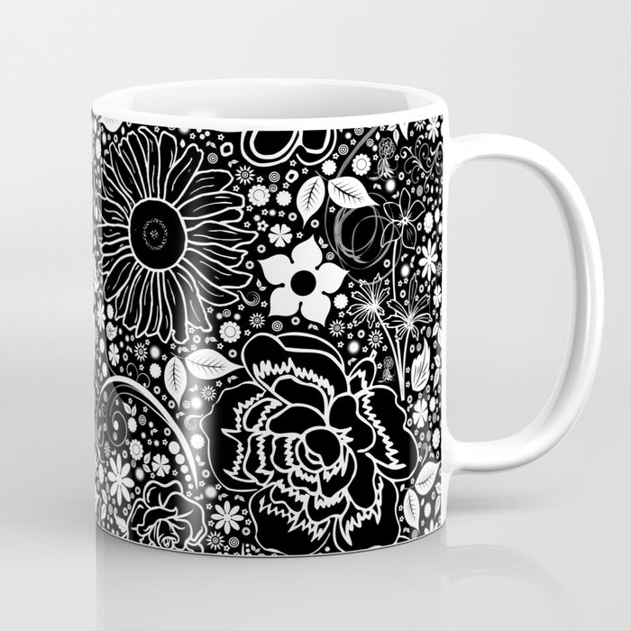 Botanical Beauties Black and White Coffee Mug