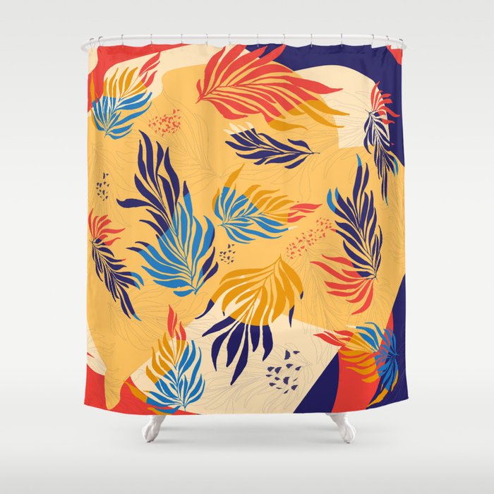 Primary Colors Leaves Shower Curtain